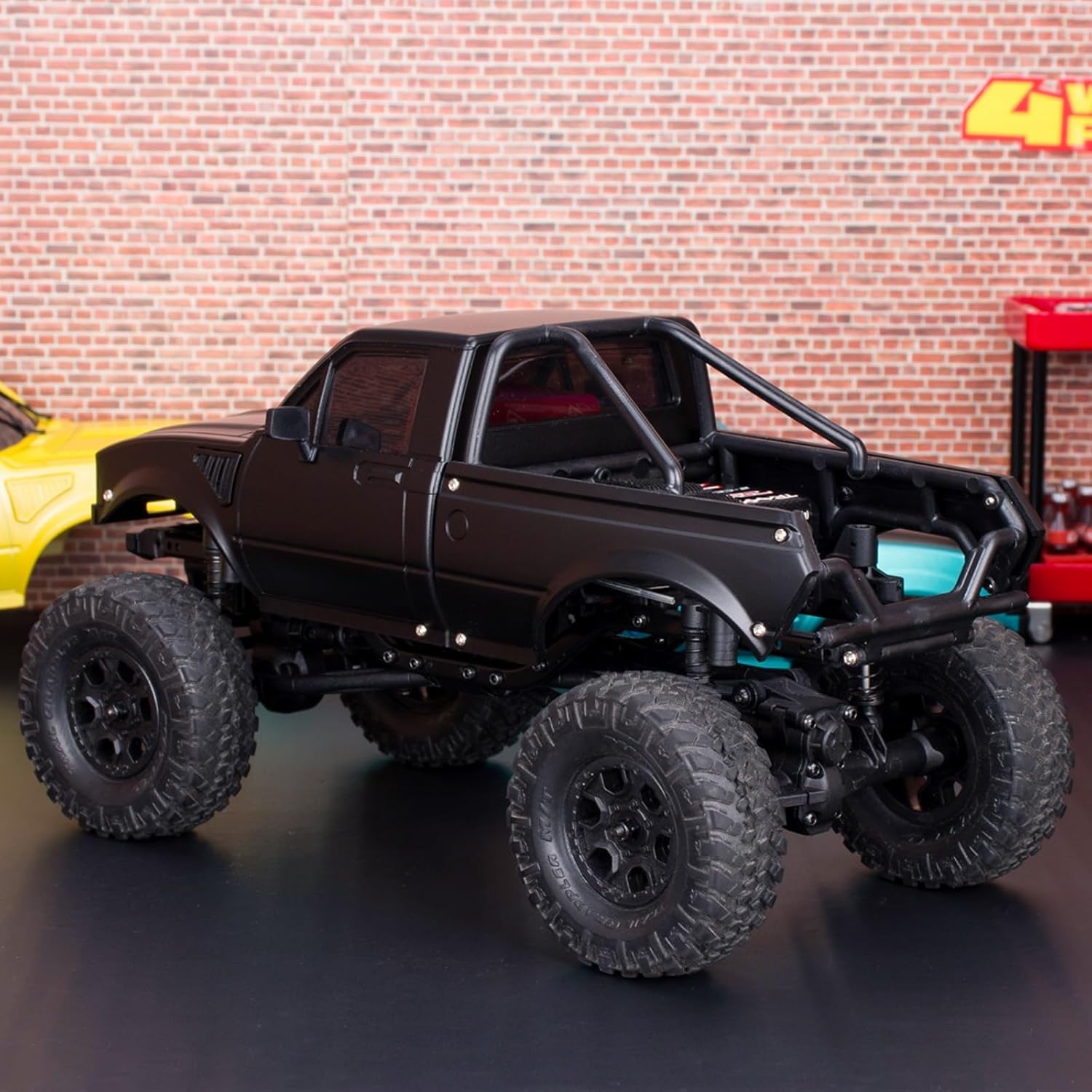 SCX24 Pickup Hard Body Shell with Bed Rack for 1/24 RC Crawler Axial SCX24 C10 Bronco Wrangler Base Camp 4Runner Upgrade Parts (Black)