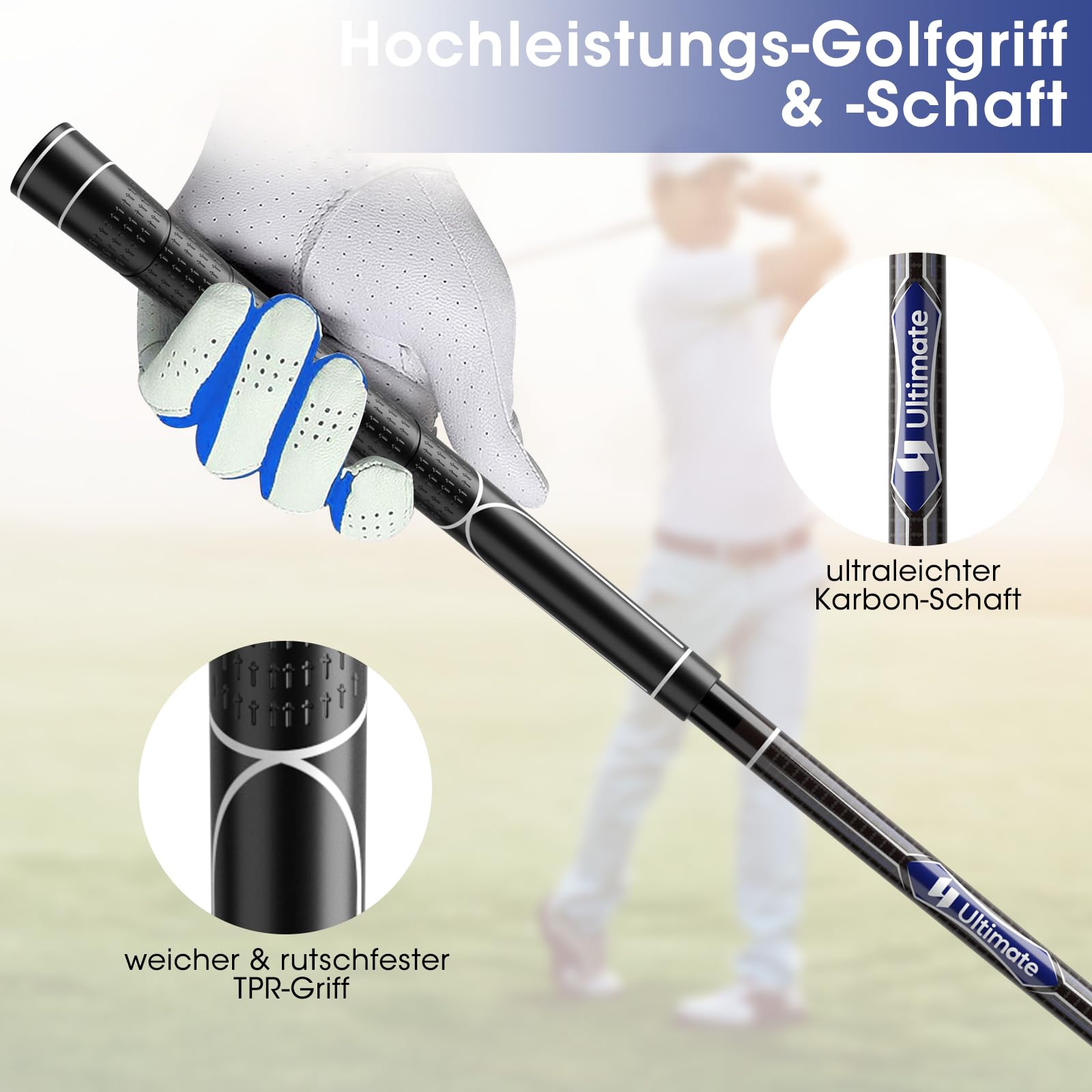 COSTWAY komplettes Herren Golfschläger Set, 9 teilige Golfschlägersätze rechtshändig mit Regenhaube, Golfset mit 1 Driver & 3 Fairway & 4 Hybrid & 6/7/ 8/9/ P Eisen & Putter (Grau)
