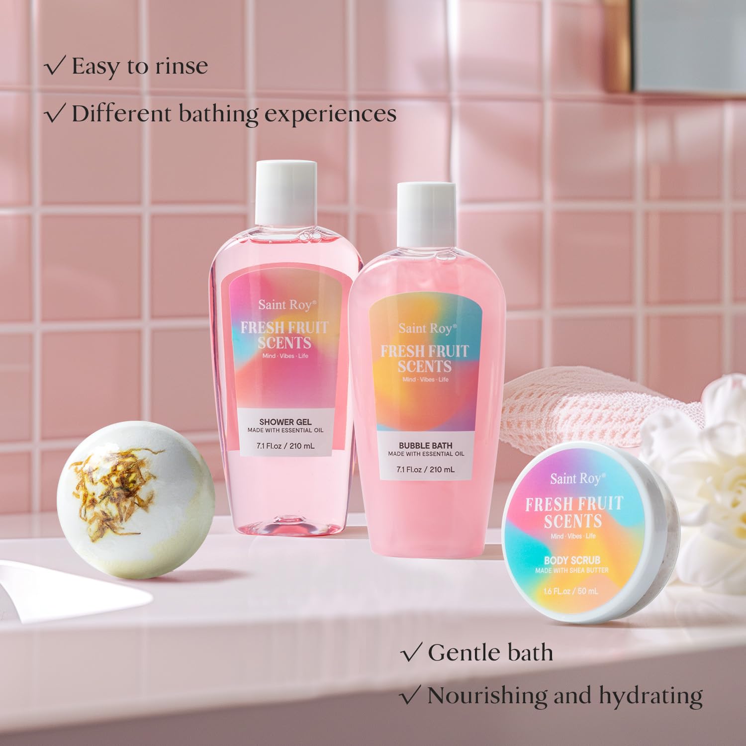Saint Roy - 【Idee regalo spa per la casa per le donne】Il kit da bagno per il corpo e il lavaggio con diversi articoli da toeletta è ideale per offrirti un'esperienza spa diversa e
