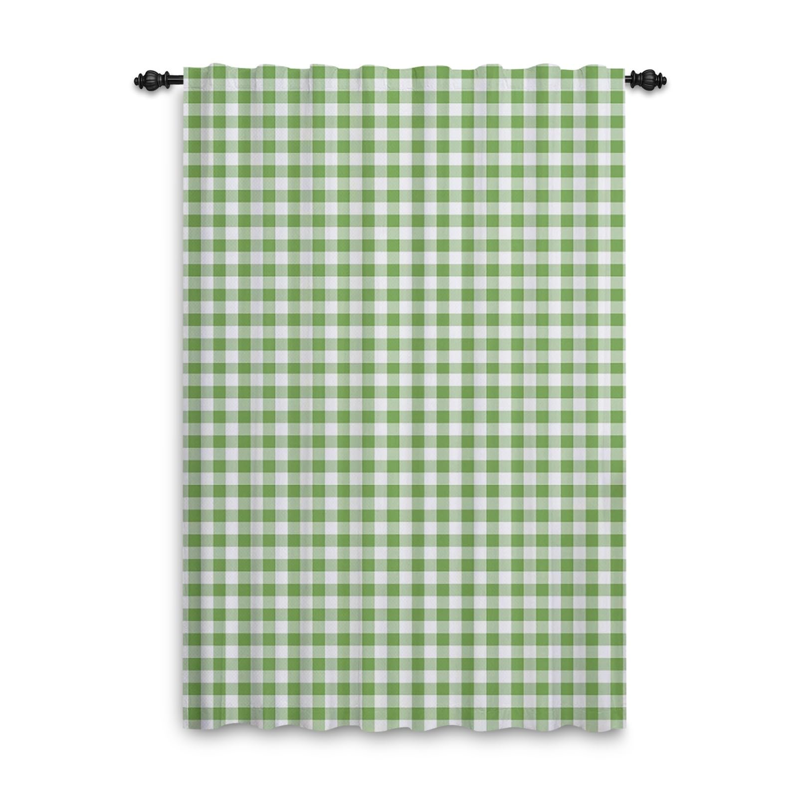 ggaimwf Sage Green Curtains for Bedroom Check Drape Curtains Gingham Plaid Vintage Window Treatment Country House Style Living Room Patio Hallway Room Divider Curtain Rod Pocket 117x183cm 1 Panel