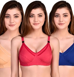ENCIGER Women's Cotton Nursing Bra Pack of 3 – Non-Wired Feeding Bra with Front Open Flap, Adjustable Straps, Daily Use Price In India