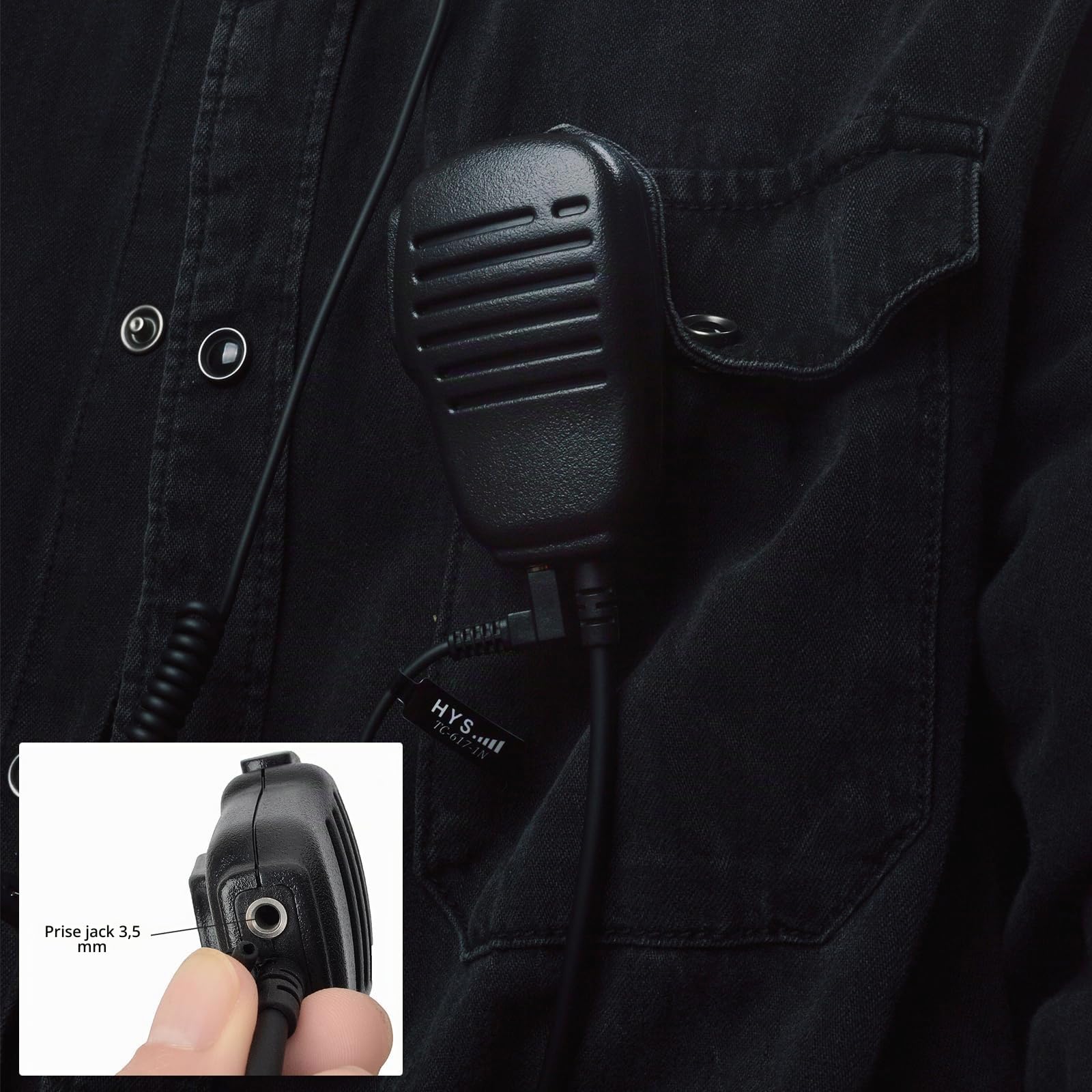HYS Radio - Microphone à main compatible avec les stations de radio President Randy III CB - Microphone de haut-parleur Randy 3 - Avec bouton PTT