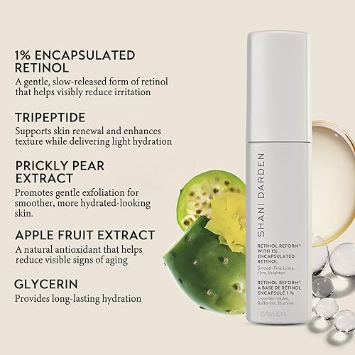 Miniatura 3 de SHANI DARDEN SKIN CARE Retinol Reform con suero de retinol encapsulado al 1% para cara y cuello, suero facial suave de liberación lenta con