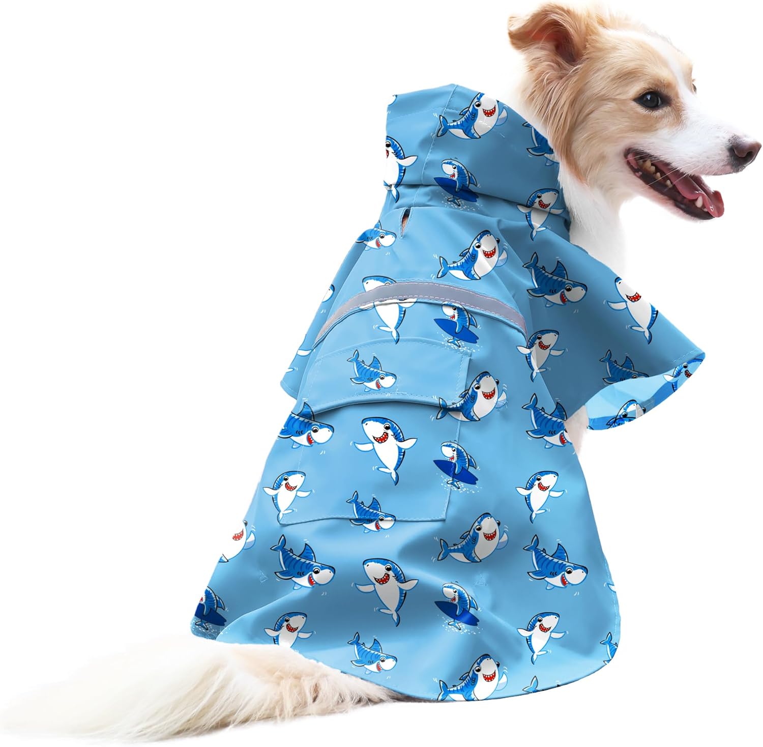 NACOCO Large Dog Raincoat Adjustable Pet Shark Water Proof Clothes