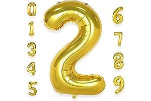 AULE 40 Inch Big Gold Number 2 Balloons