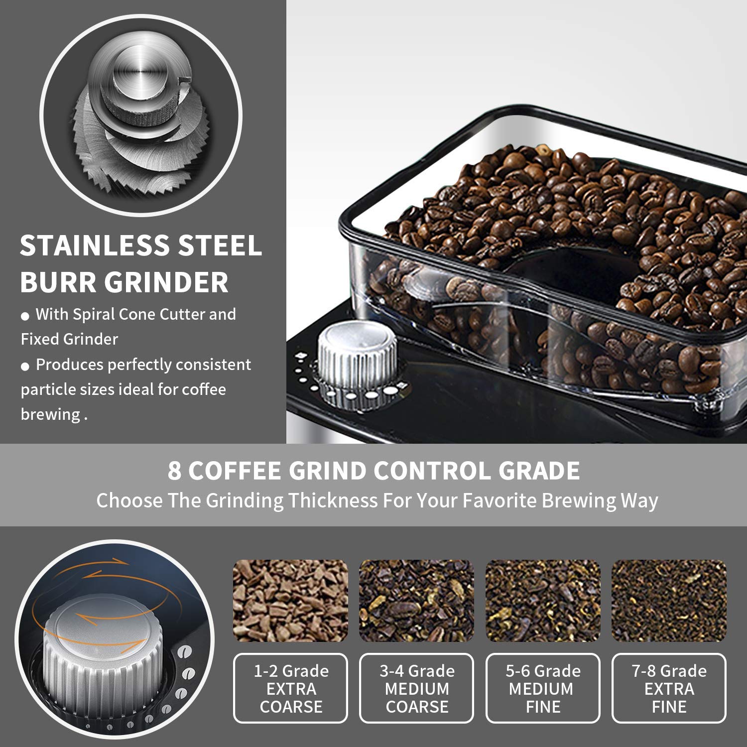 Espresso Machines 15 Bar Cappuccino Machine with Adjustment Milk Frother for Espresso, Latte and Mocha, 1.5L Removable Water Tank and Double Temperature Control System, Black, 1100W