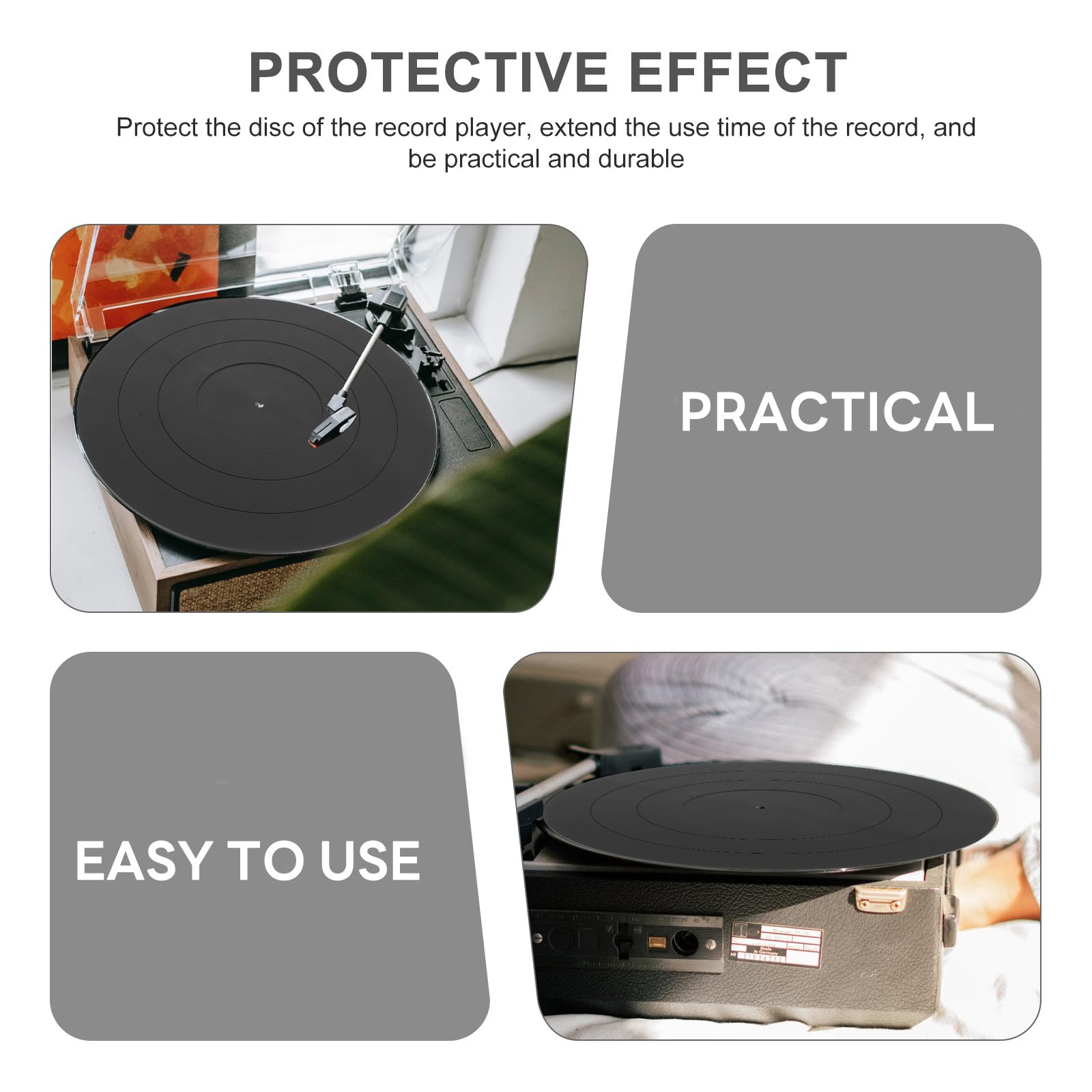 STOBAZA Alfombrilla Grosor de 3 Mm de Silicona Negra Tapete Protector y Antivibración para Plato Giratorio de 12 Pulgadas para Discos de Vinilo y Tocadiscos