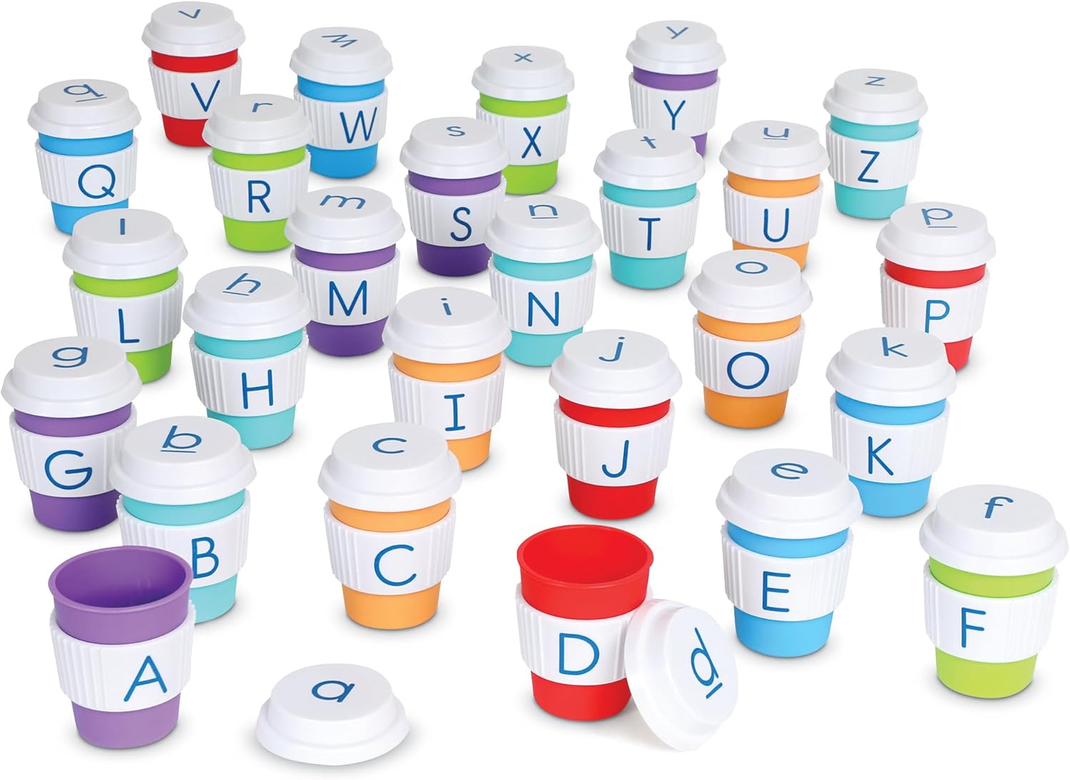 Learning Resources Alphabet Coffee Cups - ABC Toys, Phonics Practice, Reading Readiness, Language Development, Letter Toy for Toddlers, Matching Game, Preschool Activities, Gifts for Kids