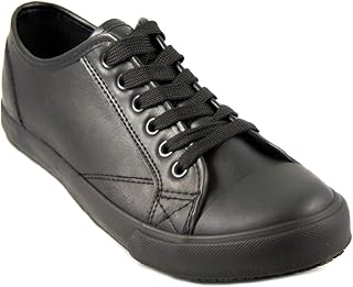 Womens Slip Resistant Work Shoes Leather Upper Lightweight Casual Shoes Safety Shoes Waitress Restaurant Shoes