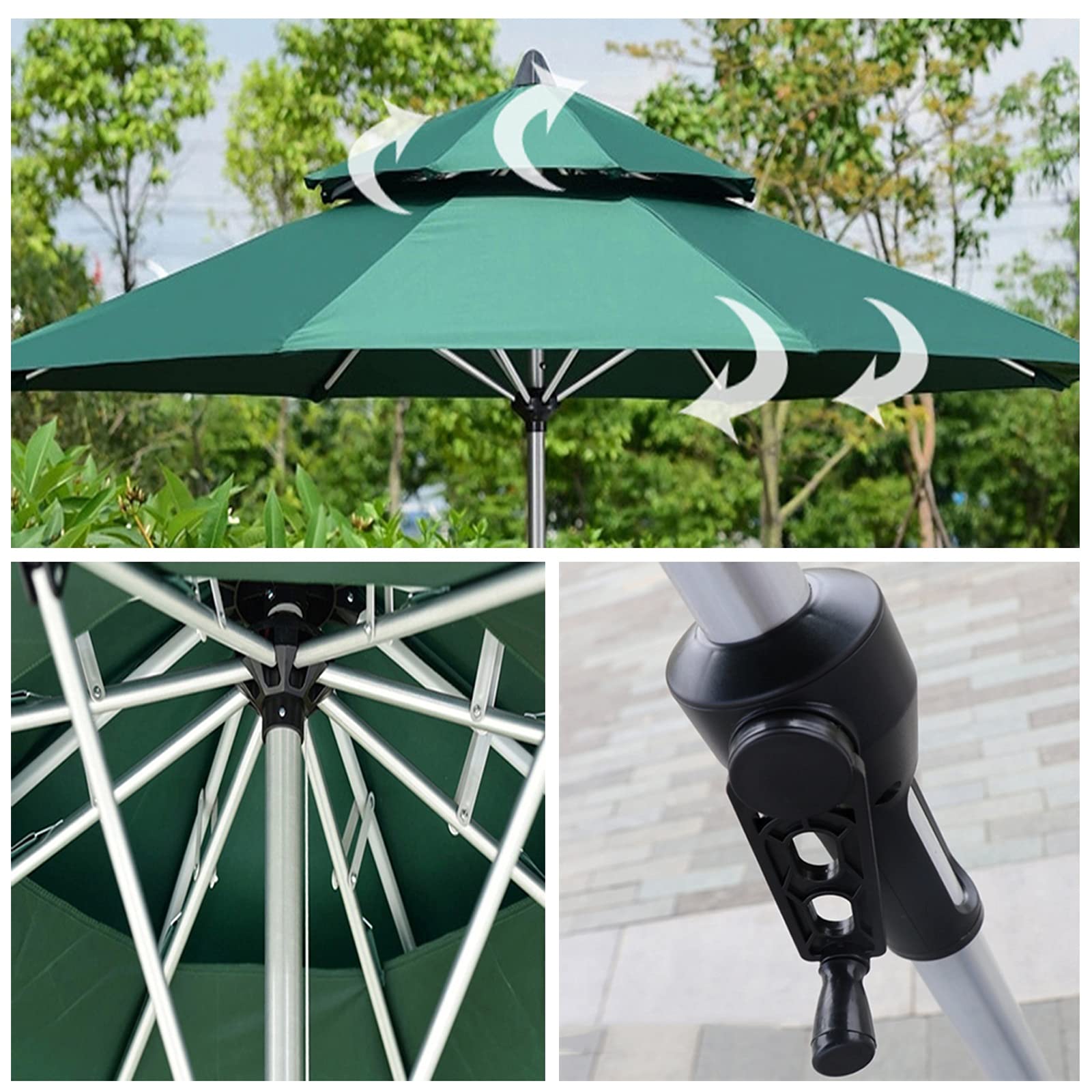 Φ2,7m okrągłe plażę duży ogrodowy Parasol, aluminiowa kolumna środkowa, multi funkcjonalne podwójne osłona słoneczne, korba ręczna, odpowiedni basen, plaża, taras, ogród podstawą z bazą