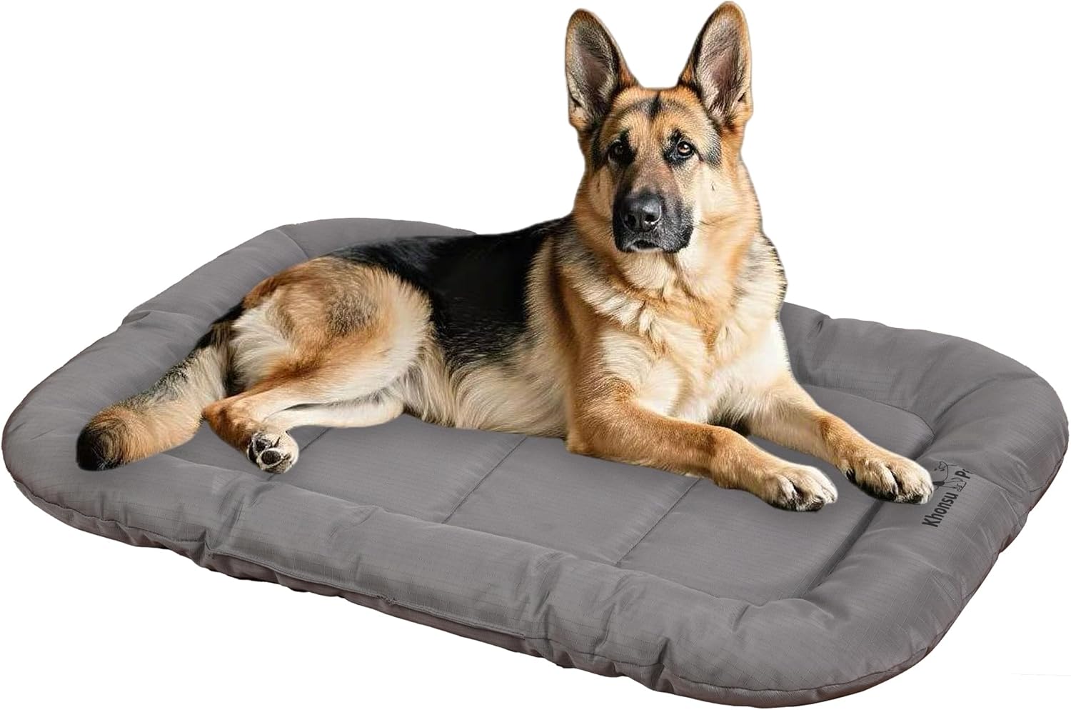 KHONSU PET Durable Dog Bed Tough and Tear Proof Dog Crate Bed, 800lbs Tear Strength PVC-Backed Waterproof Ped Bed Mat Indoor & Outdoor Use for Dogs up to 90 lbs XL(42"x29"x3"? Gray