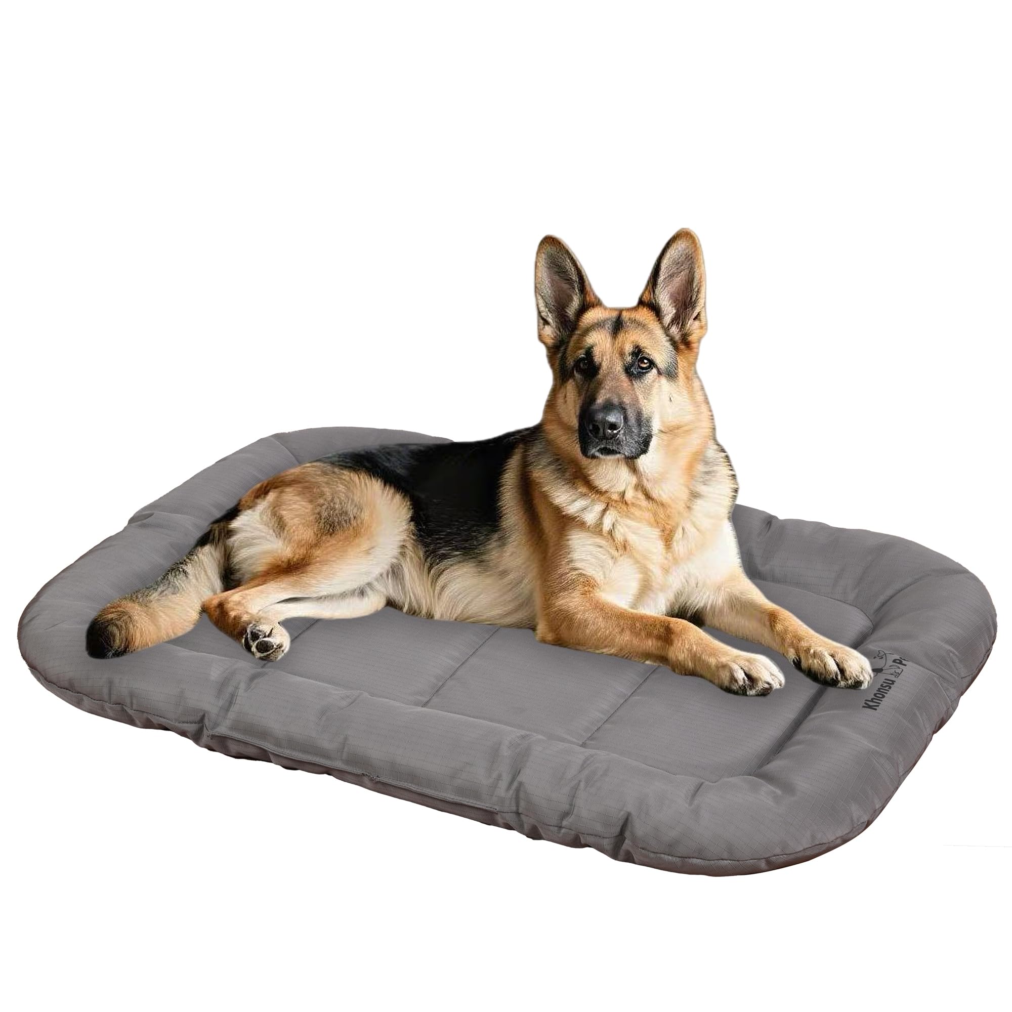 KHONSU PET Tear Proof Dog Crate Mat with Bolster Tough and Durable Pet Bed, Waterproof Dog Mat for Indoor & Outdoor Use for Large Dogs up to 90 lbs — image 1