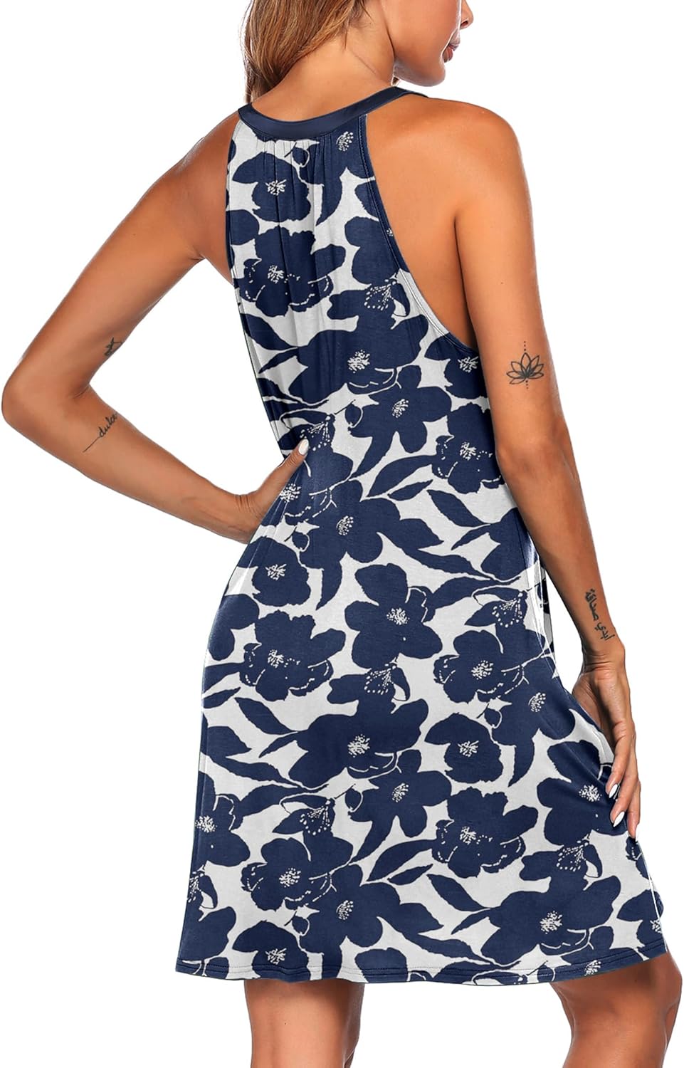 Ekouaer Womens Nightgown Sleeveless Sleepwear V Neck Racerback Sleep Dress - Image 4