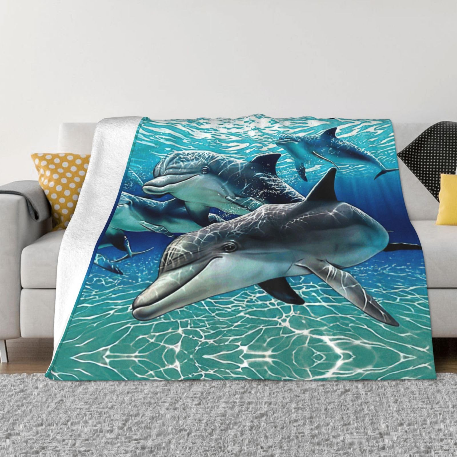 Couverture en micro-polaire dauphins jeté de lit flanelle