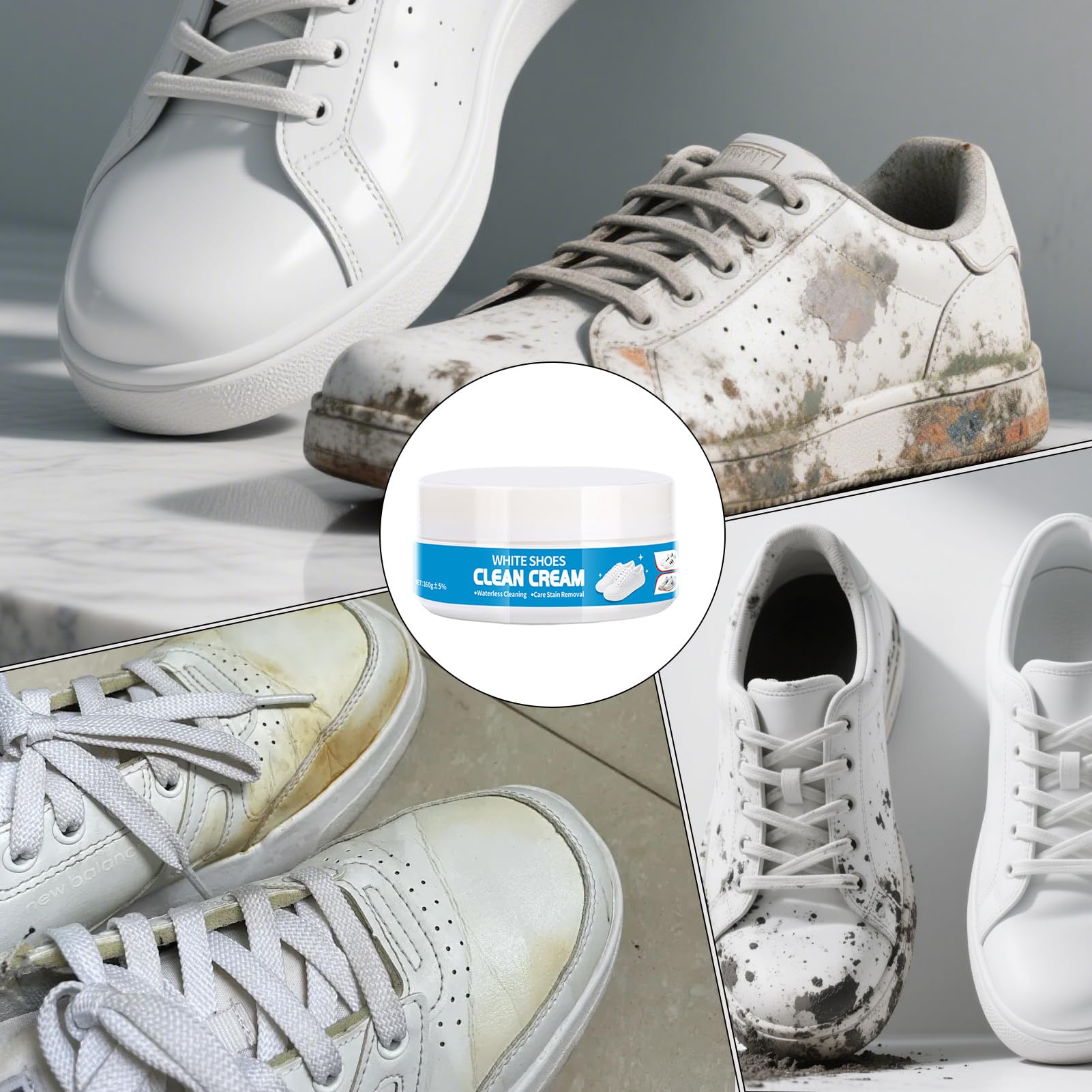 Nettoyant Baskets | Crème Sans Rinçage,Détergent pour Baskets Tennis Blanc,Entretien Taches Cuir Caoutchouc Toile Bottes Intérieur Maison Salle de Bain