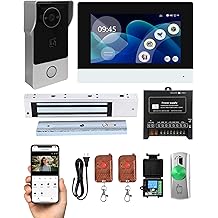 Smart Video Doorbell Intercom System with 600lb Magnetic Lock, 7" Touch Screen Wi-Fi Monitor, 1080P 2.0MP HD Camera, RFID IC Card Access, Tuya App Remote Unlock, Exit Button &amp; Remote Control Kit
