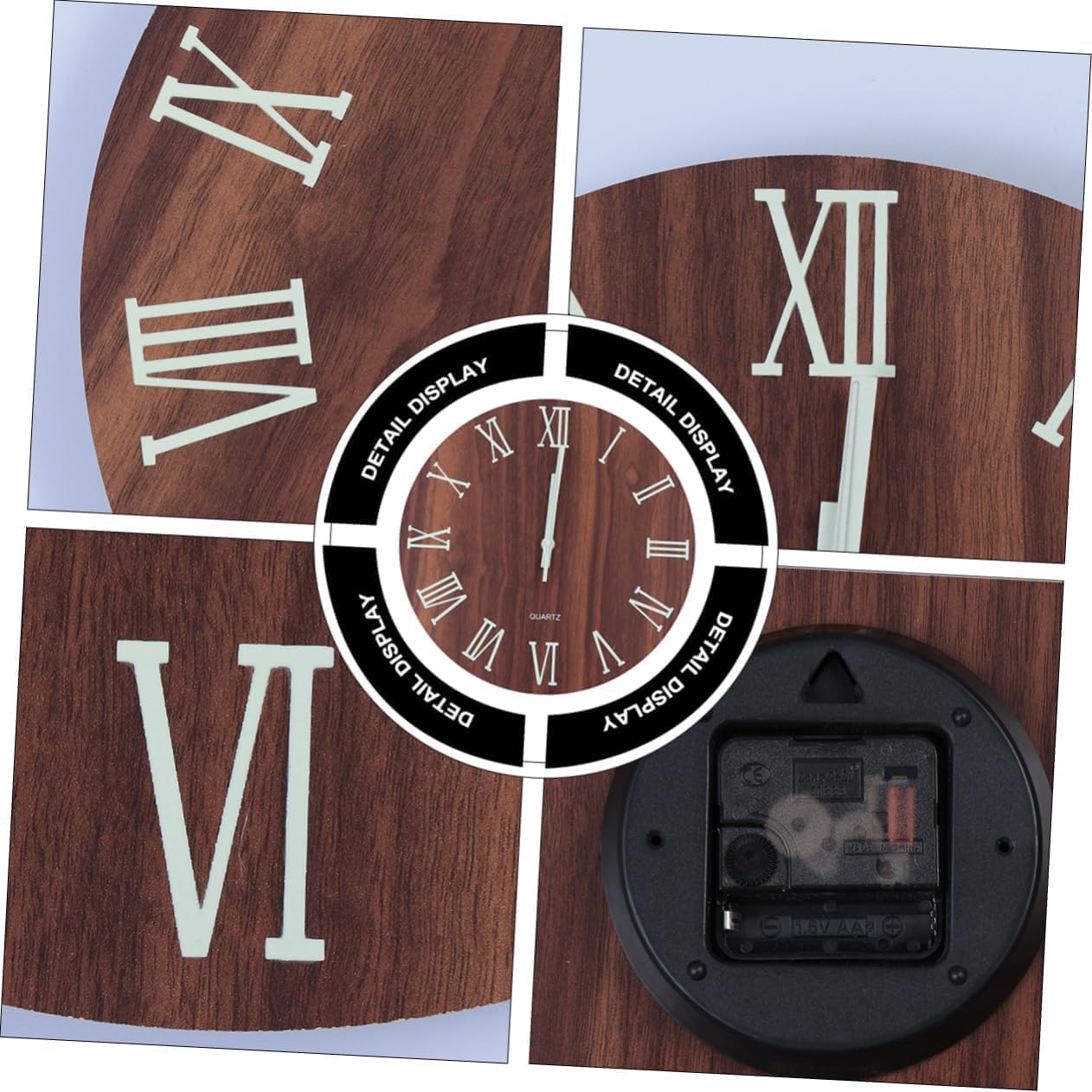 Pro | Wall Clocks,Modern Night Light Wall Clock,Wooden Round Clock,Non-Ticking,for Kitchen Bedroom Office Home,12 Inch 2026 - view 2