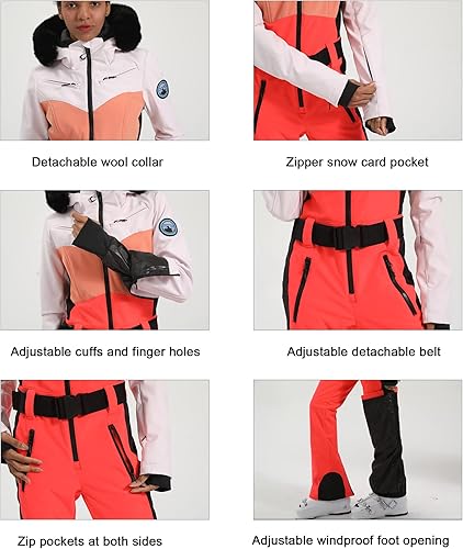 Miniatura 6 de GSOU SNOW Trajes de esquí para mujer de una pieza para snowboard invierno impermeable resistente al viento traje de nieve para deportes al aire libre