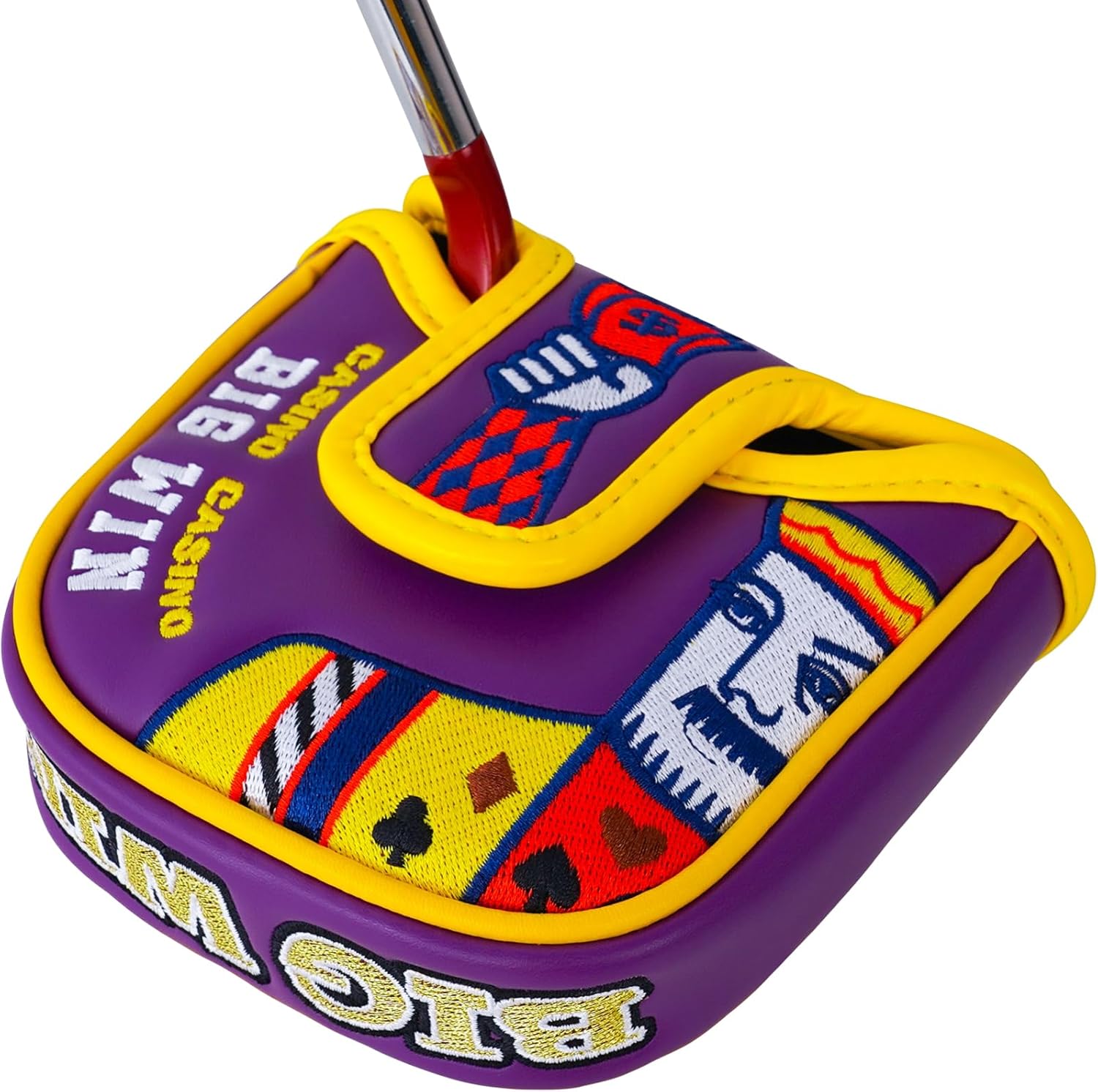 BIG TEETH Golf Club Head Covers, Driver Fairway Utility, Purple, Faux Leather, Golf