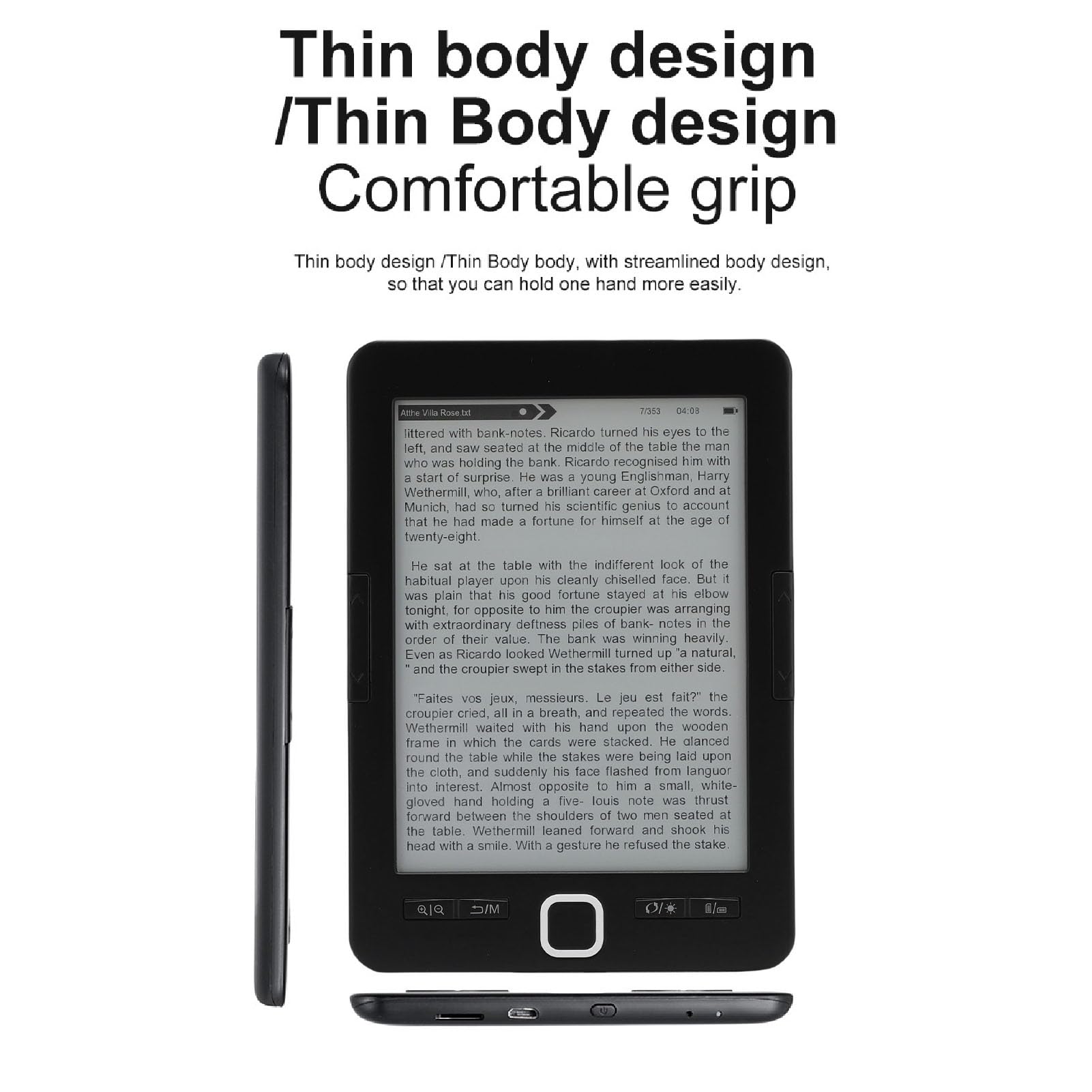 GOWENIC Ebook Reader con Schermo a Inchiostro da 6 ", EREADER 8GB ROM 32GB Expansion, Supporta più Formati di Immagini di Testo, funzionalità di Annotazione del Testo