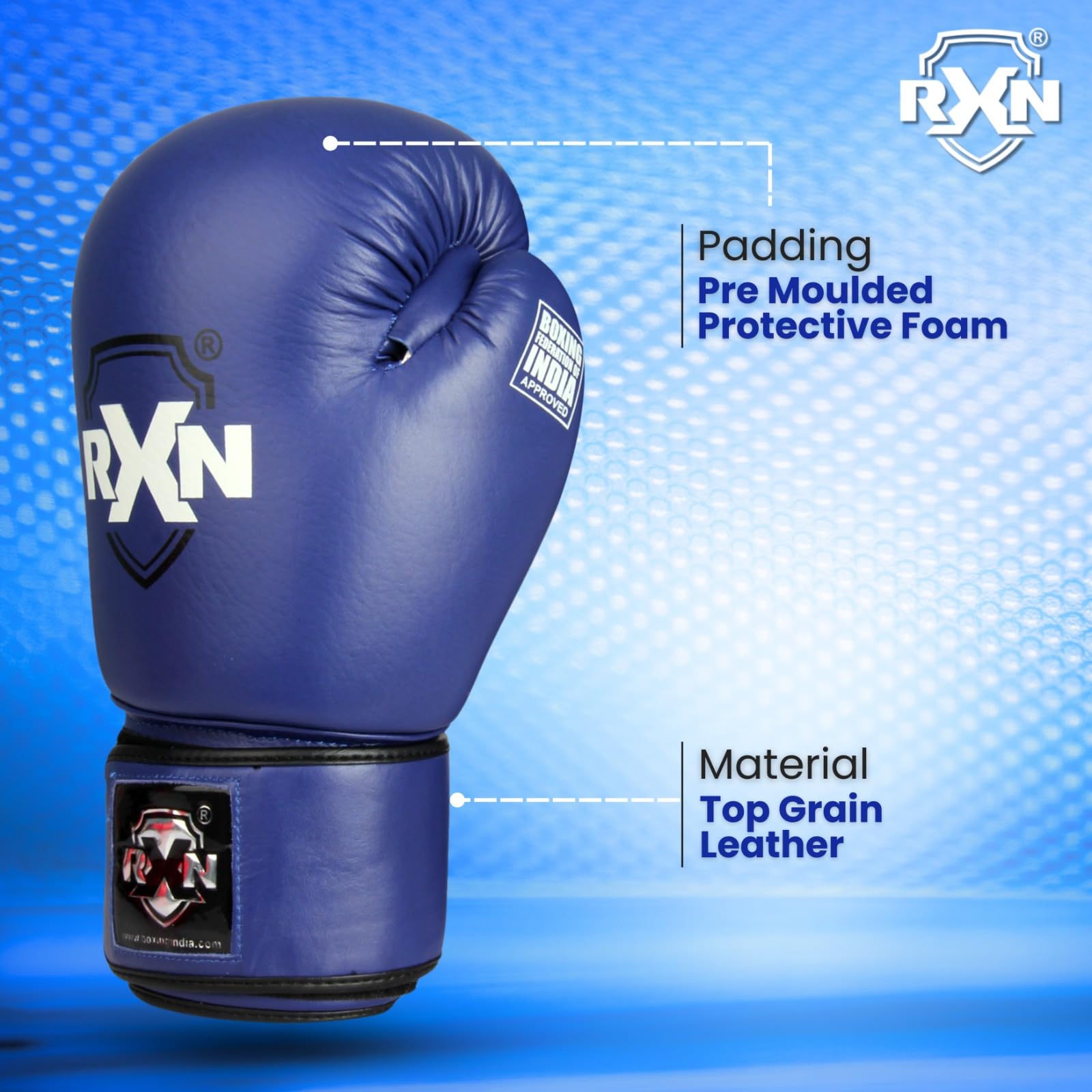 RXN Non-Stop Amateur World Star Competition Boxing Gloves (Blue, 10oz) 3