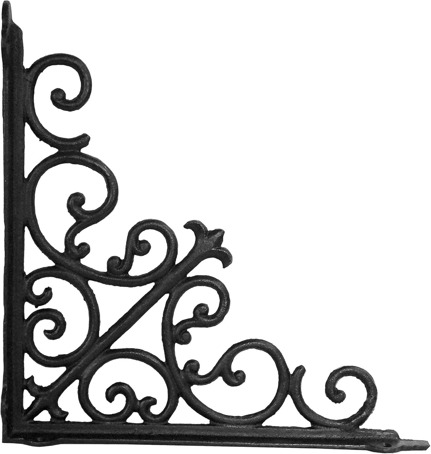 NACH Decorative Shelf Brackets, 1 Pack of 15 x 2 x 15 inch, Black Cast Iron Wall Shelf Brackets - Decorative Bookshelf Brackets - Victorian Style Shelf Bracket