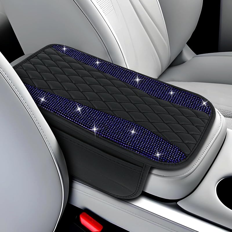 Capa para Apoio de Braço do Console Central em Couro com Strass wuyaoyao Azul Royal – 1 unidade