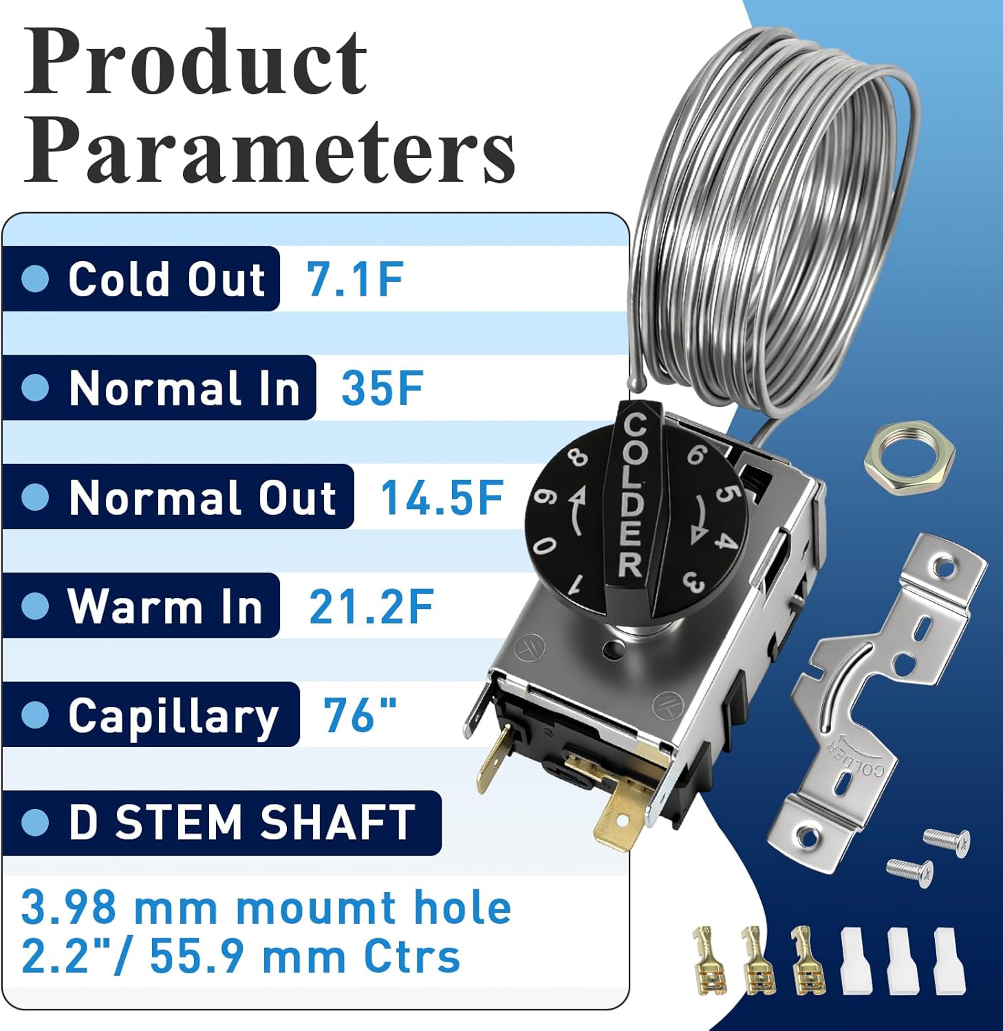 800366 Temp Control Kit Compatible with True Equipment, 800366 Thermostat Replace for 800366, 077B6806, 077B7172, 988282