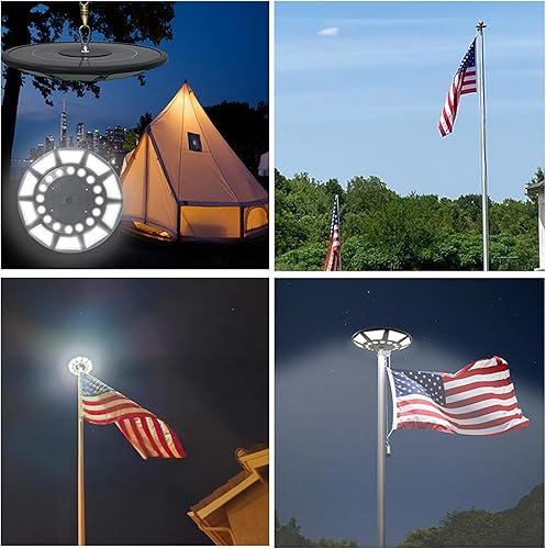 Miniatura 6 de Luz de poste de bandera alimentada por energía solar, 100% cobertura de la bandera 266 luces LED, 4200 lm más brillantes que duran hasta 12 horas,