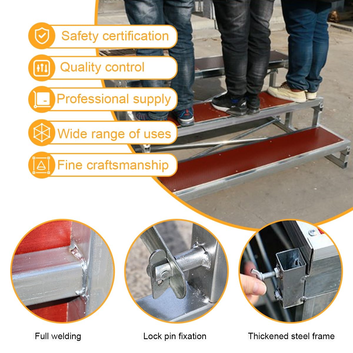 Sollevatori di coro a 3 strati con superficie antiscivolo, piattaforma palcoscenica portatile per eventi, spettacoli corali, scale in compensato multistrato (47 x 12 x 8 pollici) - Ideale per feste e