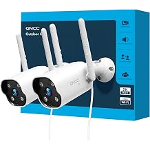 GNCC 2K Outdoor Security Camera, 24/7 Recording, Plug-in, AI, White-2P | Plug-In, 9.85ft Cord, No Battery, AI Detect, 2-Way, IP65, Alexa, SD Free, Cloud Opt, 2.4G WiFi Only, Easy Install