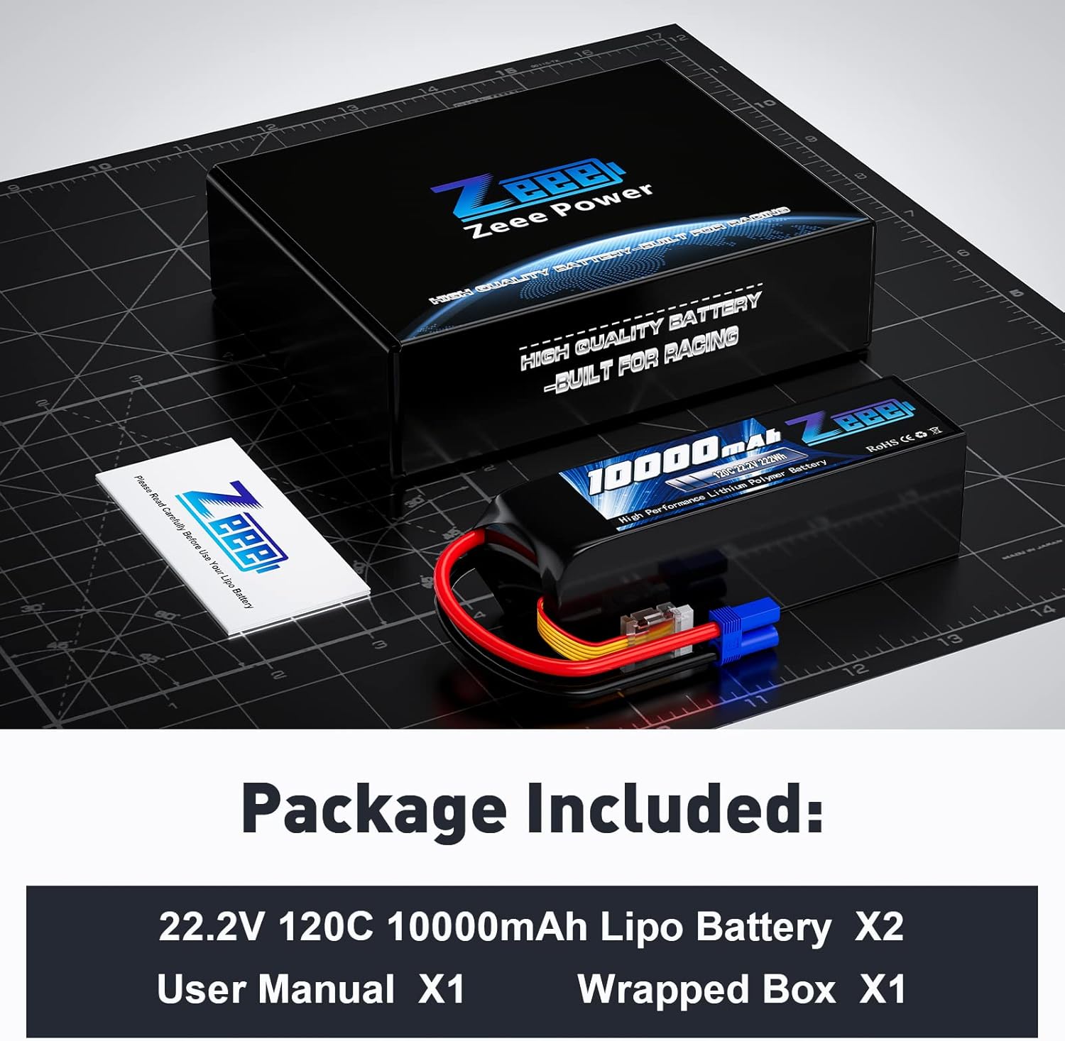 Zeee 6S Lipo Battery 10000mAh 22.2V 120C Soft Pack RC Battery EC5 Connector with Metal Plates for RC Car Truck Desert Racer RC Tank RC Hobbies(2 Pack)