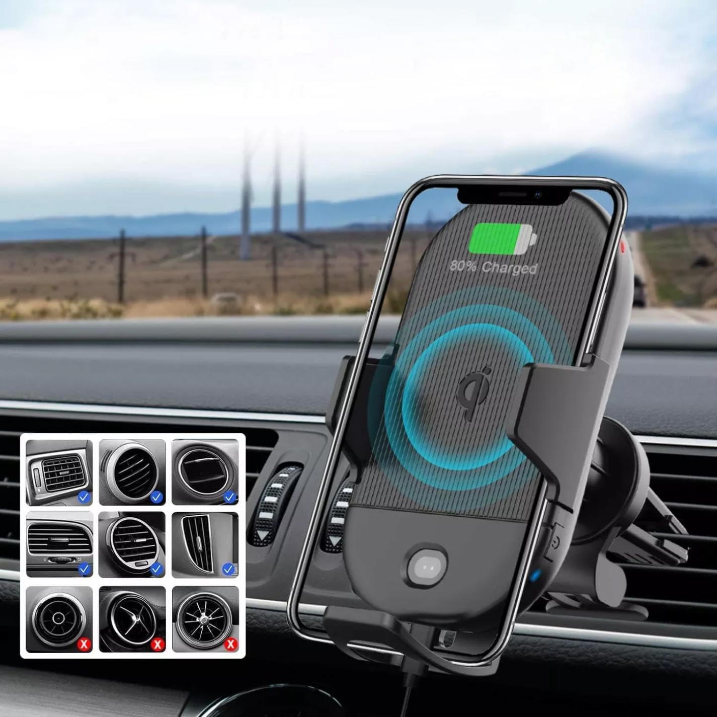 Selna Car Wireless Charger Mount Air Vent Holder Compatible with Motorola Moto G Stylus 5G (2025), Fast Charge Cradle Dock Auto Sensor 10W and 7.5W