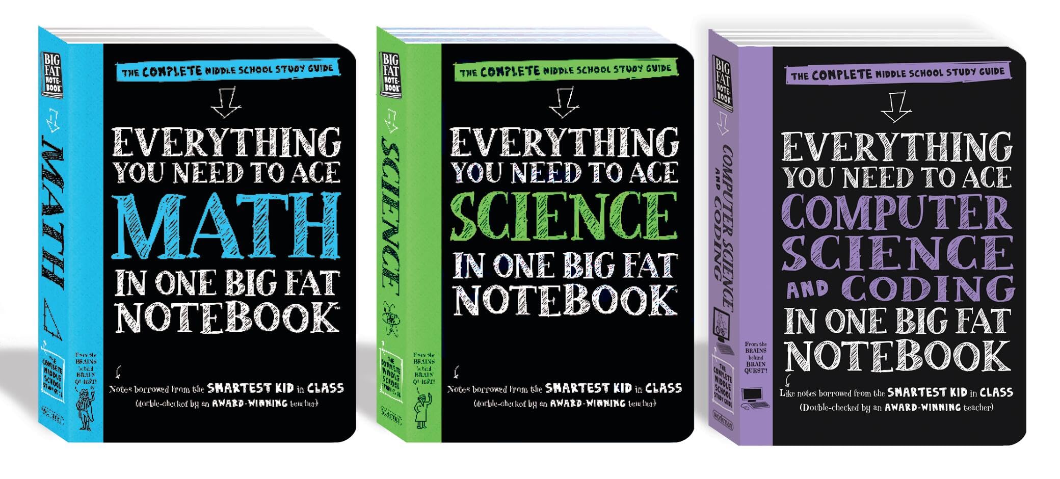 The Big Fat Middle School STEM 3-Book Boxed Set: Includes Everything You Need to Ace Math, Science, and Computer Science and Coding