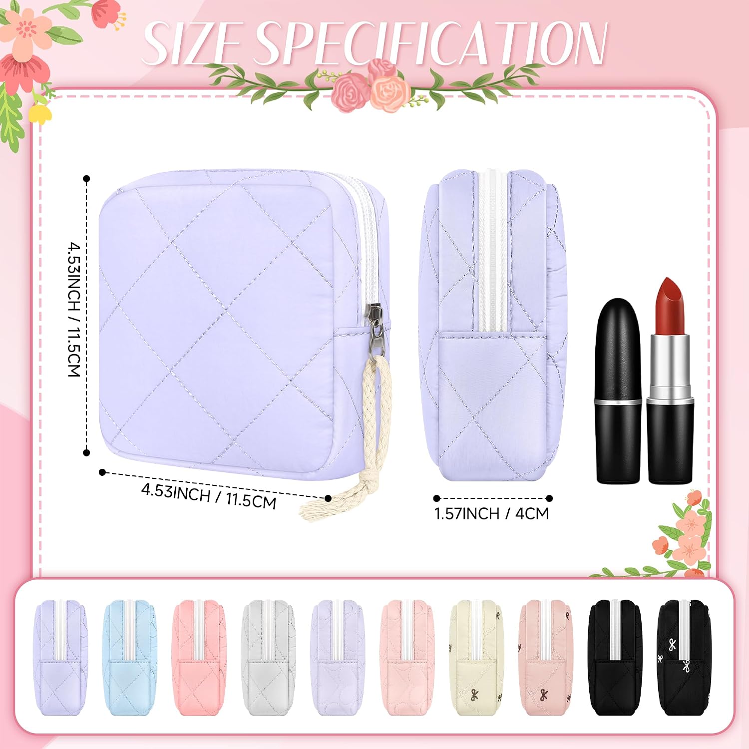 Likesing Period Bag Pouch, Quilted Cotton Tampon Holder for Purse-Purple image 2