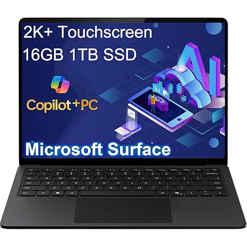 2025 Microsoft Surface Laptop 7 AI Copilot+ PC for Business (13.8" 2K+ Touchscreen, Snapdragon X Elite (> Intel i7-1355U), 16GB, 1TB SSD) 20-Hr Battery Life, Backlit KB, Wi-Fi 7, Win 11 Pro, Black