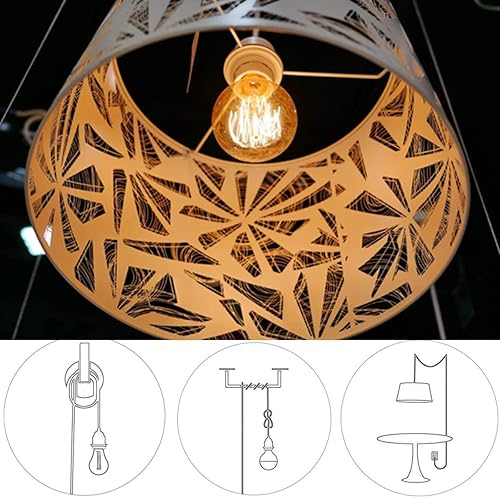 Miniatura 5 de HESSION Paquete de 2 luces colgantes enchufables de 15 pies, cable de extensión negro con interruptor de encendidoapagado en línea, enchufe E26 E27