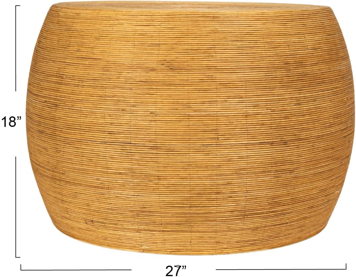 Creative Co-Op Round Bamboo Rattan Barrel Coffee Table, Natural