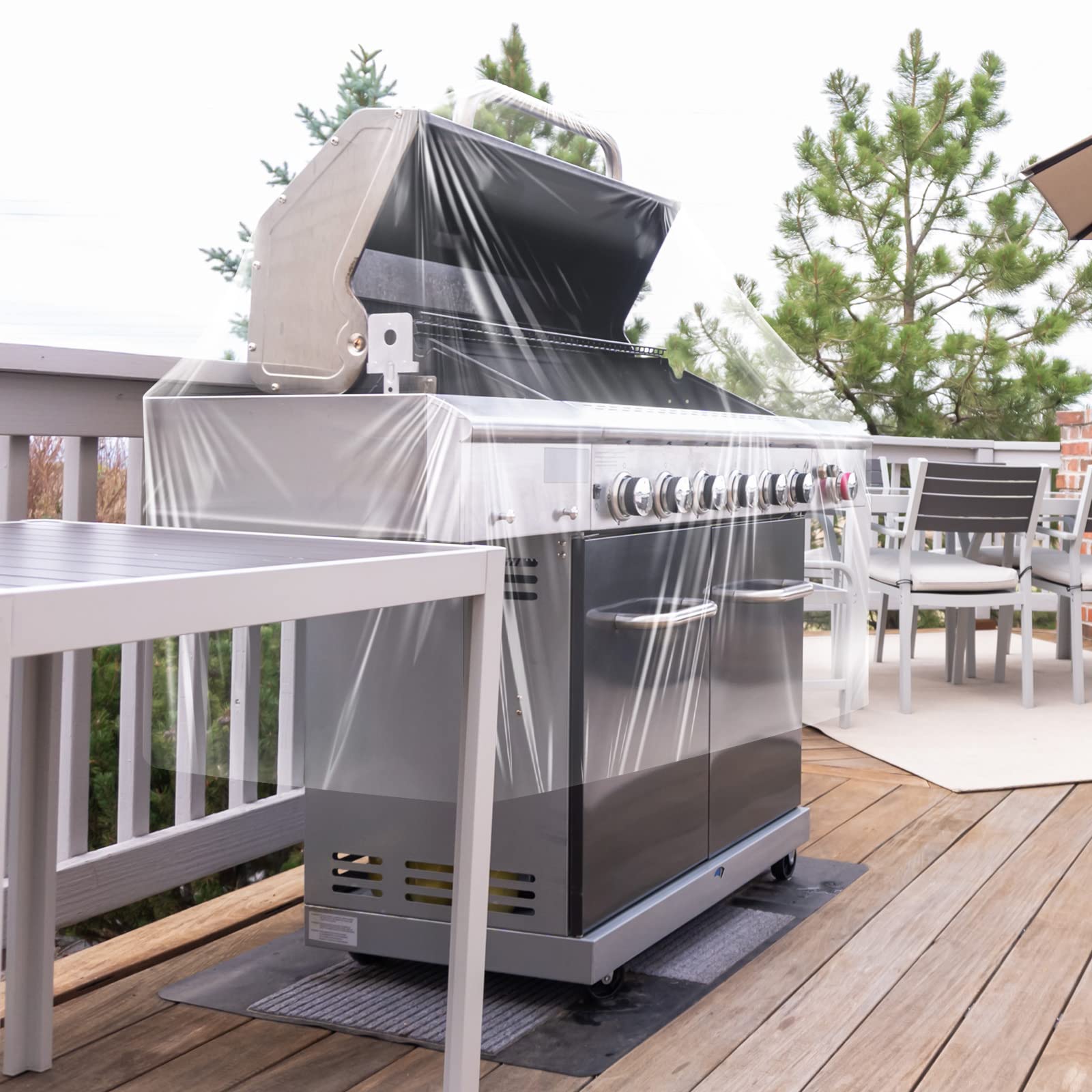 Hoolerry 152,4 cm transparente Grillabdeckung aus Kunststoff, strapazierfähig, wasserdicht, für Außenmöbel, UV-beständig, für Charbroil Grills und mehr