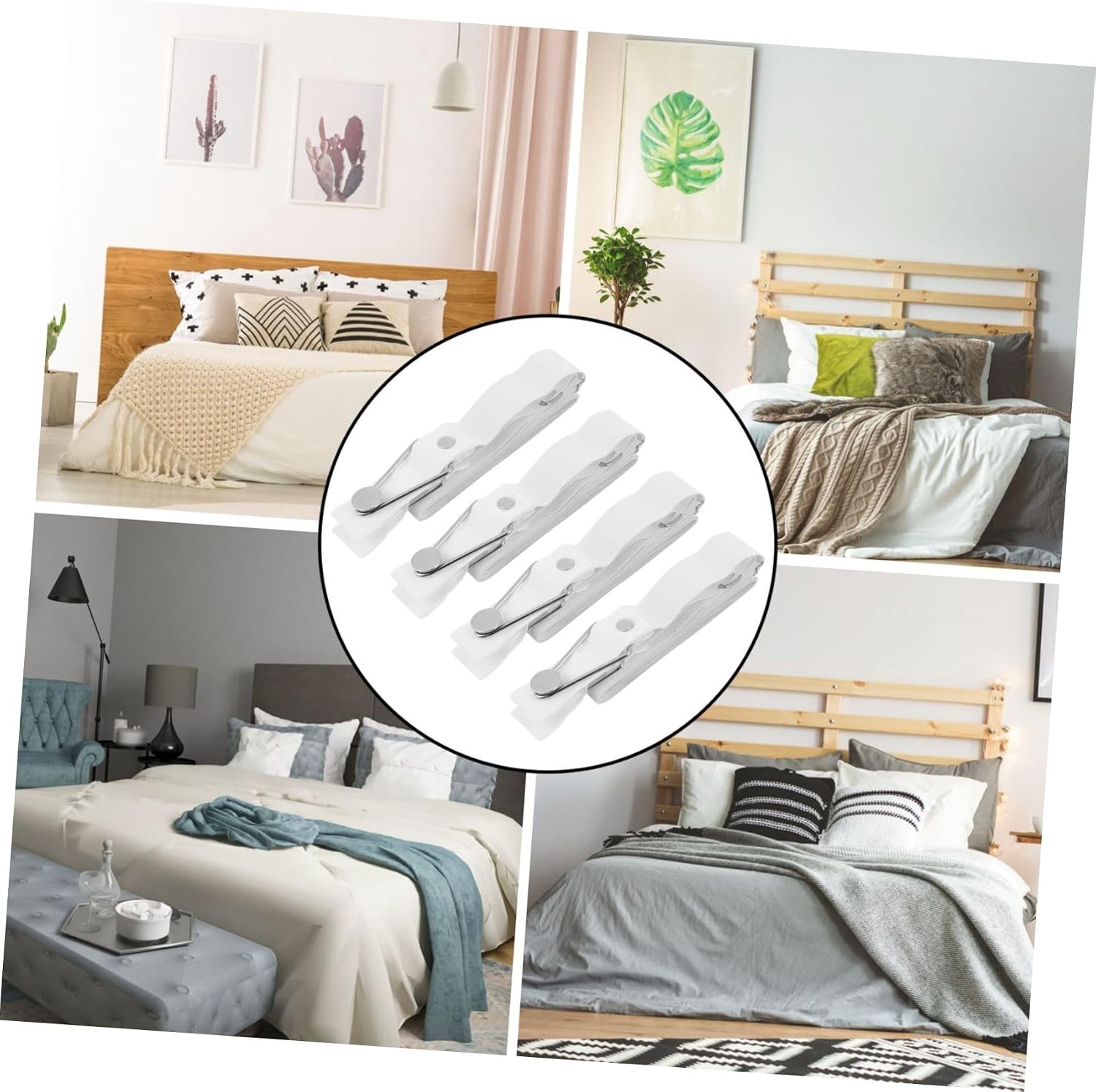 4pcs Fitted Sheet Clips Quilt Fastener Clips Bed Sheet Holders for Twin Full Snaps Lock Type No Damage Material