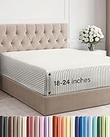 Vista 50 de Sábana bajera extra profunda tamaño Queen – Sábana bajera individual de lujo para hotel solamente – Se adapta fácilmente a colchones de 18 a 24