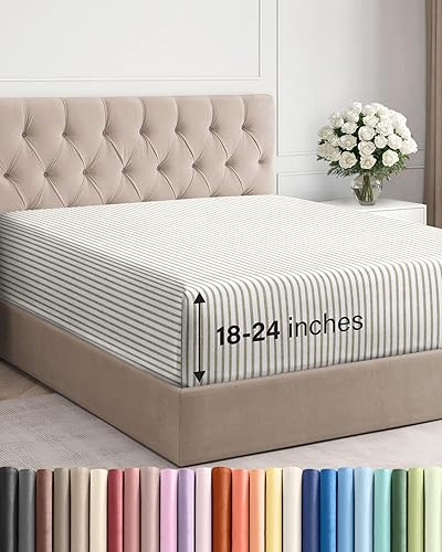 Miniatura 50 de Sábana bajera extra profunda tamaño Queen – Sábana bajera individual de lujo para hotel solamente – Se adapta fácilmente a colchones de 18 a 24