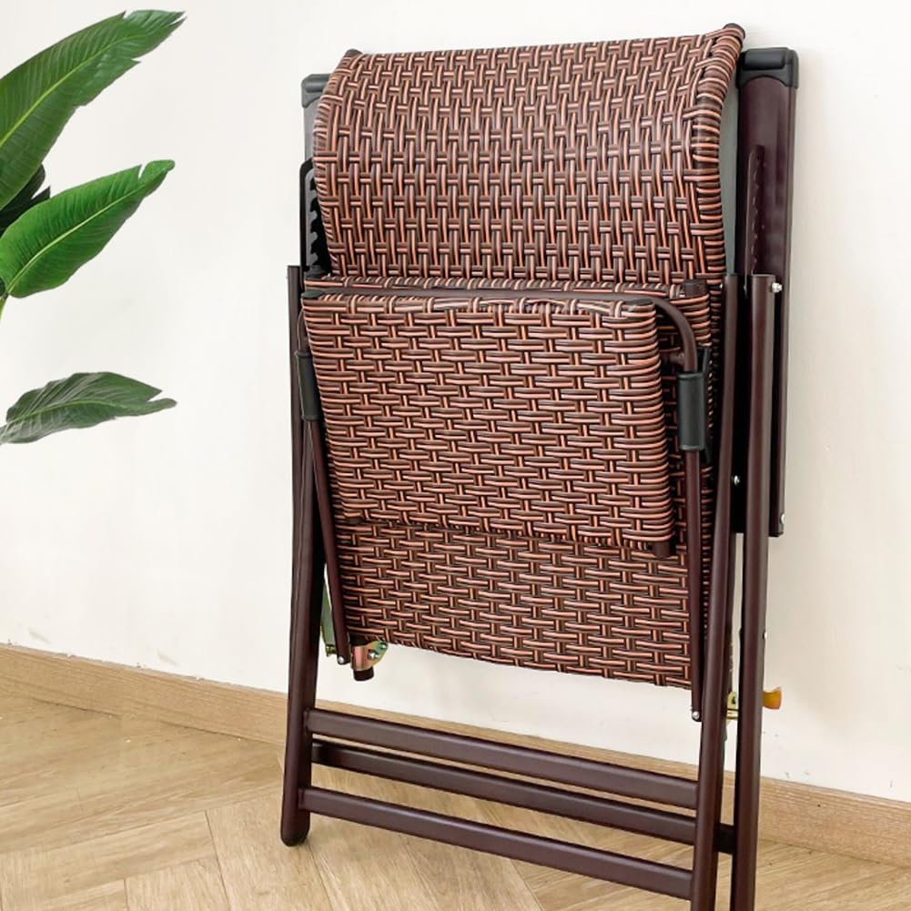 Fauteuil inclinable Pliable à gravité zéro avec Repose-Pieds télescopique, Design en rotin et Osier pour terrasse, Plage, Piscine, pelouse et Camping, intérieur et Bureau (Marron)