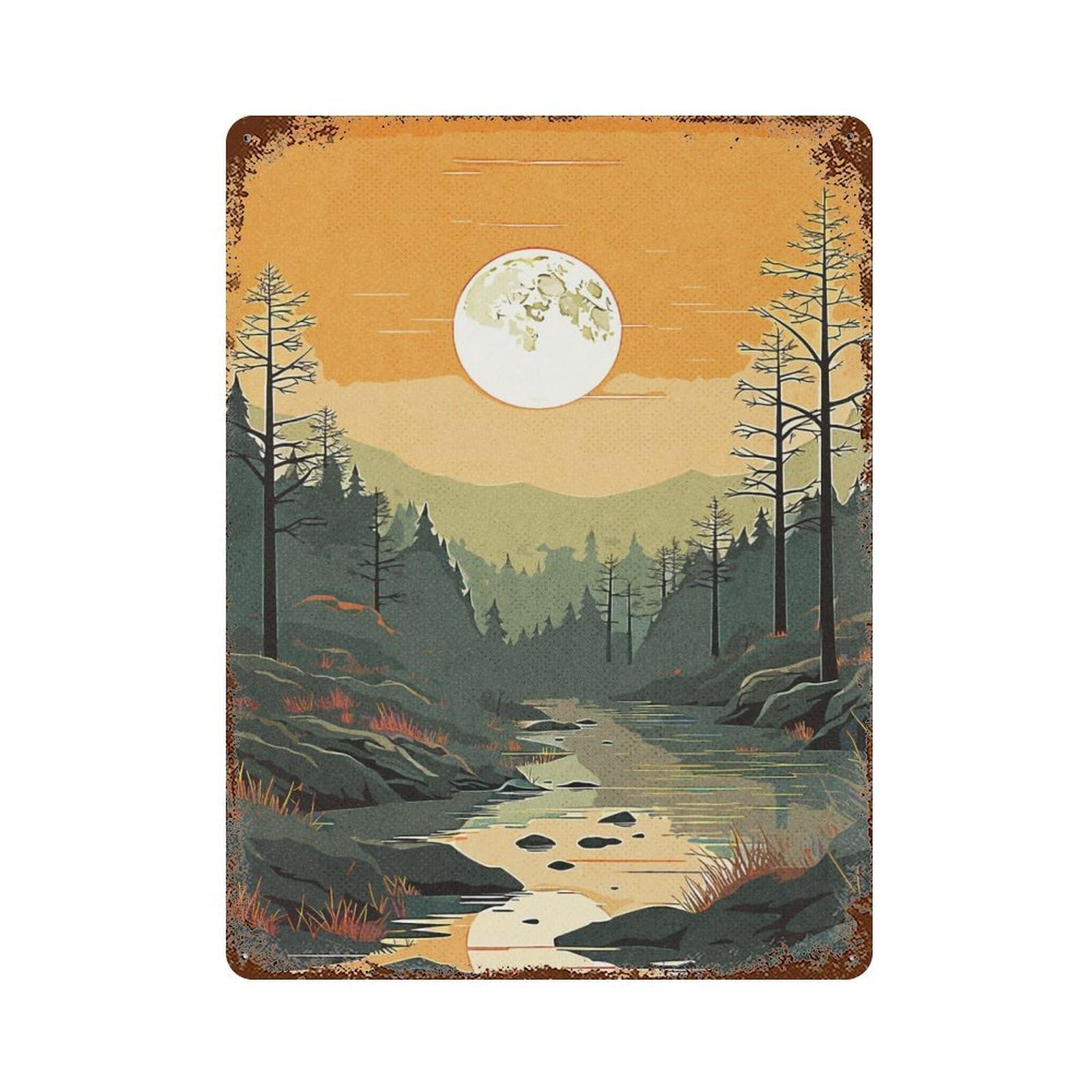 Forest Vintage Nature Vintage Metal Tin Sign 15.7"x11.8", Ideal for Cafe, Home Bar And Lounge Decor