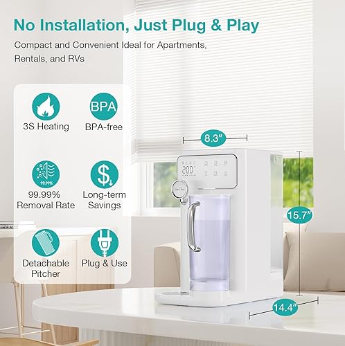 Miniatura 6 de SimPure Y10H - Encimera instantánea de filtro de agua de ósmosis inversa caliente, sistema de filtración de agua RO de 6 etapas, dispensador de agua