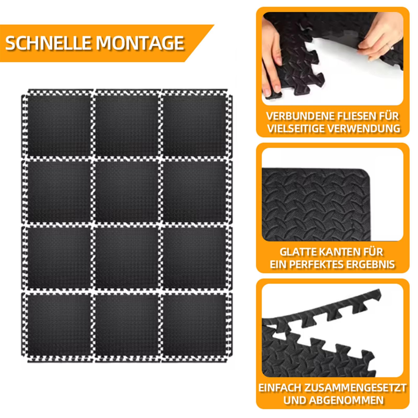 Bodenschutzmatte Puzzlematte 60x60 cm 24/48 Stücke Fitnessmatte Anti-Rutsch Unterlegmatte Trainingsmatte für Fitnessgeräte Heimstudio Garage
