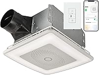 Vista 8 de Broan-NuTone® Roomside Series - Ventilador de escape de baño con altavoz Bluetooth con luz LED, 70 CFM 2 Sones, ENERGY STAR