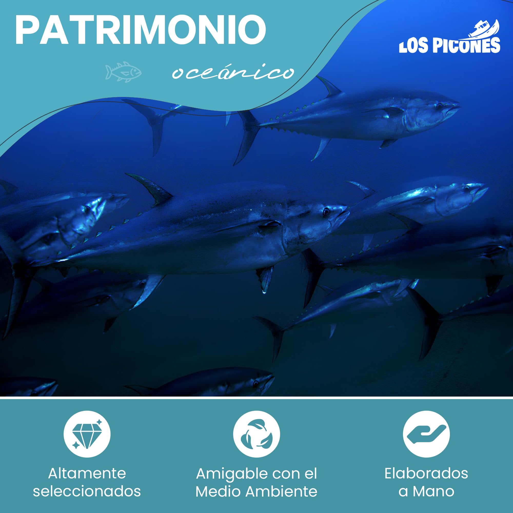 Los Picones Gourmet® Lote Regalo Navidad I Ijada de Atún I Bonito del Norte SaladoI I Anchoas de Santoña I Sardinas Ahumadas en Aceite I Hansa Anchoas en Mantequilla Ecológica I Mojama de Atún Extra