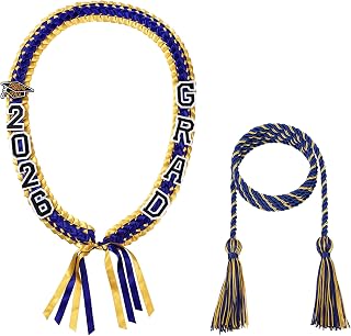 Graduation Lei and Graduation Cord Set Include Ribbon Lei and Honor Cord Braided Necklace For Graduation Gifts