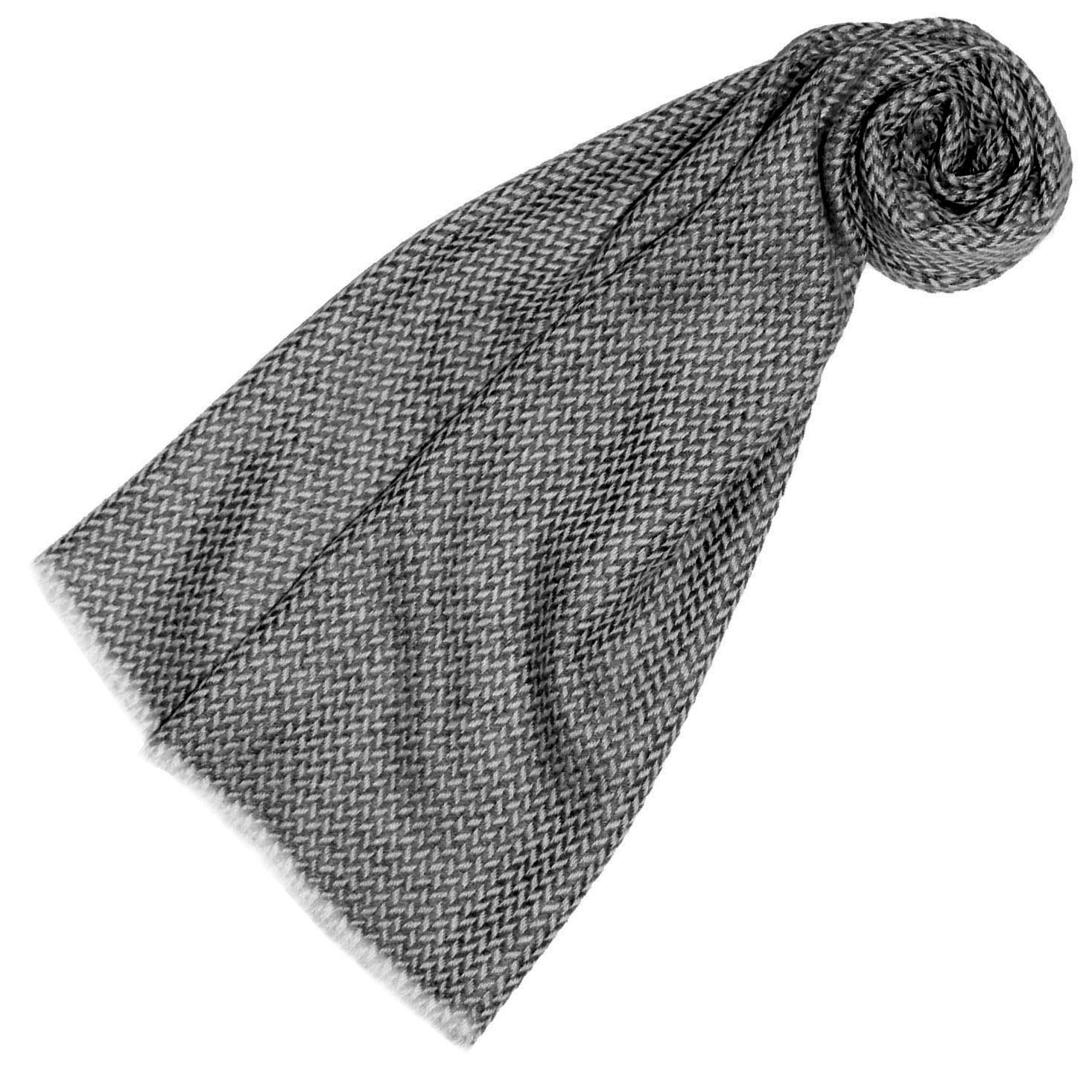 Lorenzo Cana 7859411 Sciarpa 100% cashmere, leggera, in fibra naturale, motivo a spina di pesce, da uomo, colore grigio